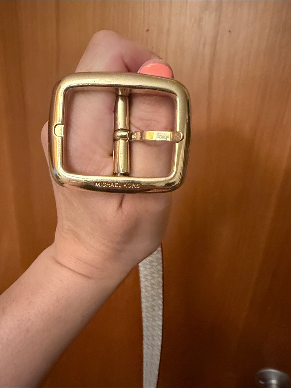 Michael Kors Dark Brown Leather Belt with Gold Buckle - Picture 3 of 3